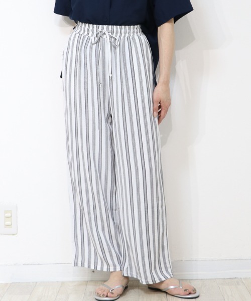 DISKEEN SURE(ディスキーンシュアー)の「さら軽ストライプワイドパンツ(その他パンツ・レディース・ホワイト/チャコール・FREE)」の7枚目の写真