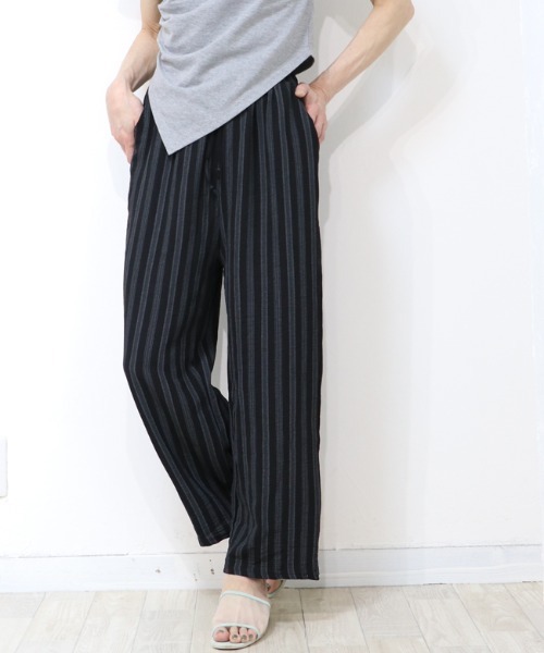 DISKEEN SURE(ディスキーンシュアー)の「さら軽ストライプワイドパンツ(その他パンツ・レディース・ホワイト/チャコール・FREE)」の9枚目の写真