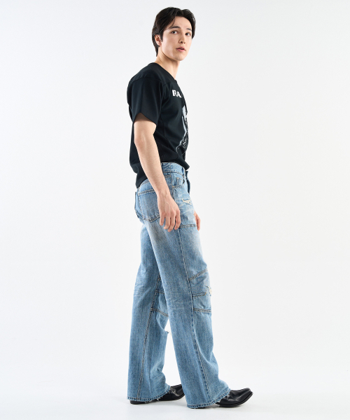 WORLDDILEMA(ワールドジレンマ)の「Racer Knee Line Washing Denim Pants (Light Blue)(デニムパンツ・レディース・その他・82/55)」の6枚目の写真