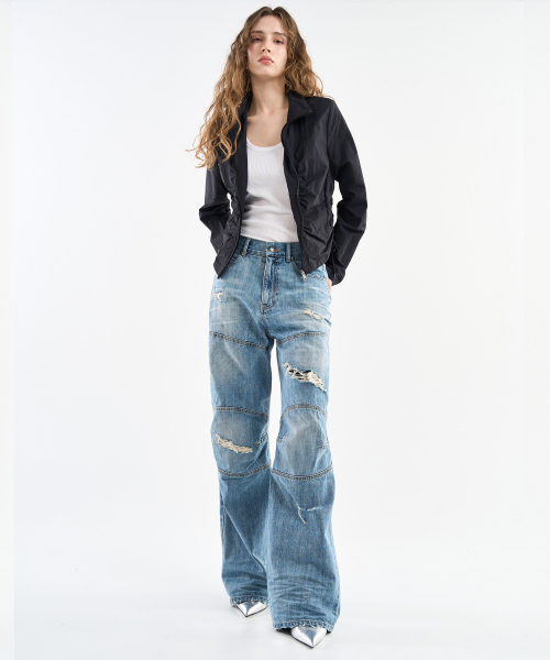 WORLDDILEMA(ワールドジレンマ)の「Racer Knee Line Washing Denim Pants (Light Blue)(デニムパンツ・レディース・その他・82/55)」の5枚目の写真