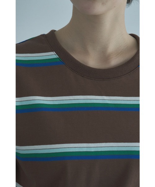 marjour(マージュール)の「MULTI BORDER HALF SLEEVE TEE(Tシャツ/カットソー・レディース・グリーン/ブラウン・M)」の9枚目の写真