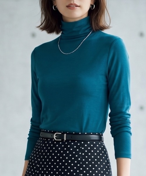 Belta attrice(ベルタアトリーチェ)の「【秋新作】夢見るスムースコットン100くしゅタートルネック長袖インナーカットソー/薄手 2重仕立て 秋冬(Tシャツ/カットソー・レディース・ライトグリーン/グレー/ダークカーキ/ブラック/バーガンディー/ローズ/ワイン/ストーン/ターコイズブルー/サンドベージュ/ダークパープル・FREE)」の7枚目の写真
