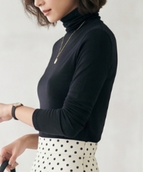 Belta attrice(ベルタアトリーチェ)の「【秋新作】夢見るスムースコットン100くしゅタートルネック長袖インナーカットソー/薄手 2重仕立て 秋冬(Tシャツ/カットソー・レディース・ライトグリーン/グレー/ダークカーキ/ブラック/バーガンディー/ローズ/ワイン/ストーン/ターコイズブルー/サンドベージュ/ダークパープル・FREE)」の14枚目の写真