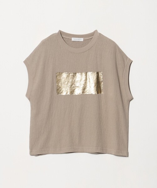 A DAY IN THE LIFE UNITED ARROWS(アデイインザライフユナイテッドアローズ)の「スラブ フォイル ボックスプリントTシャツ <A DAY IN THE LIFE>(Tシャツ/カットソー・レディース・ダークグレー/オフホワイト/ベージュ・FREE)」の1枚目の写真