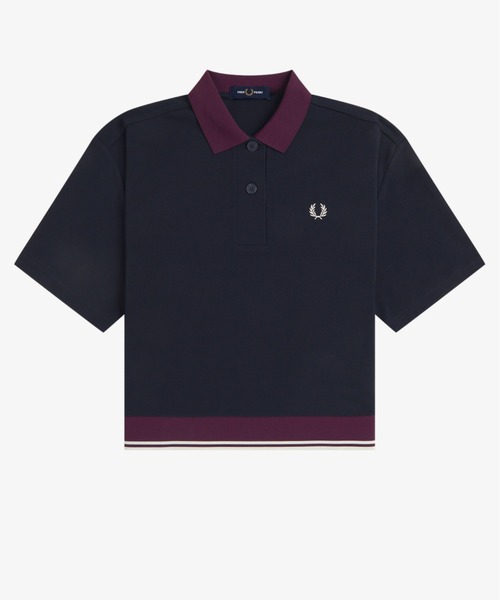 FRED PERRY(フレッドペリー)の「Contrast Hem Polo Shirt/コントラストヘムポロシャツ(ポロシャツ・レディース・ネイビー・10)」の5枚目の写真