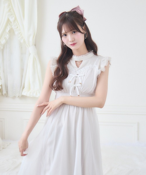 couture BY ROJITA(クチュールバイロジータ)の「肩フリルレイヤードシアーワンピース(ワンピース・レディース・ホワイト/ブラック/ベージュ・FREE)」の5枚目の写真