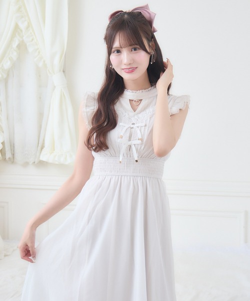 couture BY ROJITA(クチュールバイロジータ)の「肩フリルレイヤードシアーワンピース(ワンピース・レディース・ホワイト/ブラック/ベージュ・FREE)」の6枚目の写真