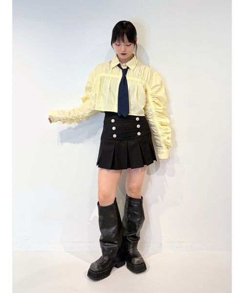 jouetie(ジュエティ)の「ギャザーネクタイクロップドシャツ(シャツ/ブラウス・レディース・イエロー/オフホワイト/ブルー・FREE)」の16枚目の写真