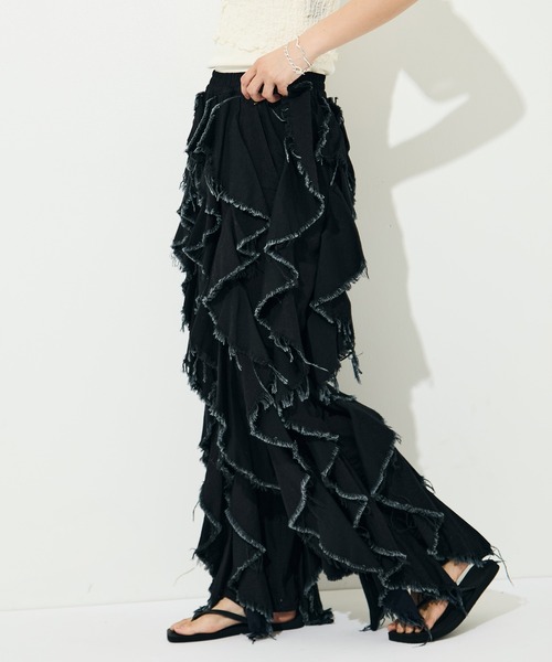BELPER（ベルパー）の「[BELPER/ベルパー]LIGHT OZ RUFFLE DENIM PANTS（デニムパンツ・レディース・ブラック/オフホワイト・1/0）」の15枚目の写真