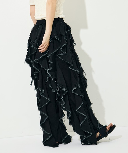 BELPER（ベルパー）の「[BELPER/ベルパー]LIGHT OZ RUFFLE DENIM PANTS（デニムパンツ・レディース・ブラック/オフホワイト・1/0）」の17枚目の写真