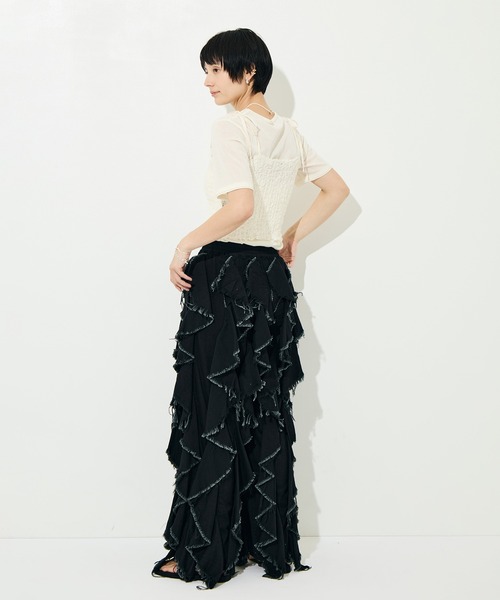 BELPER（ベルパー）の「[BELPER/ベルパー]LIGHT OZ RUFFLE DENIM PANTS（デニムパンツ・レディース・ブラック/オフホワイト・1/0）」の22枚目の写真