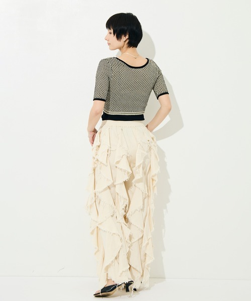 BELPER（ベルパー）の「[BELPER/ベルパー]LIGHT OZ RUFFLE DENIM PANTS（デニムパンツ・レディース・ブラック/オフホワイト・1/0）」の10枚目の写真