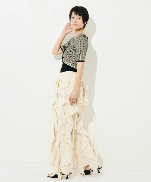 BELPER（ベルパー）の「[BELPER/ベルパー]LIGHT OZ RUFFLE DENIM PANTS（デニムパンツ・レディース・ブラック/オフホワイト・1/0）」の11枚目の写真