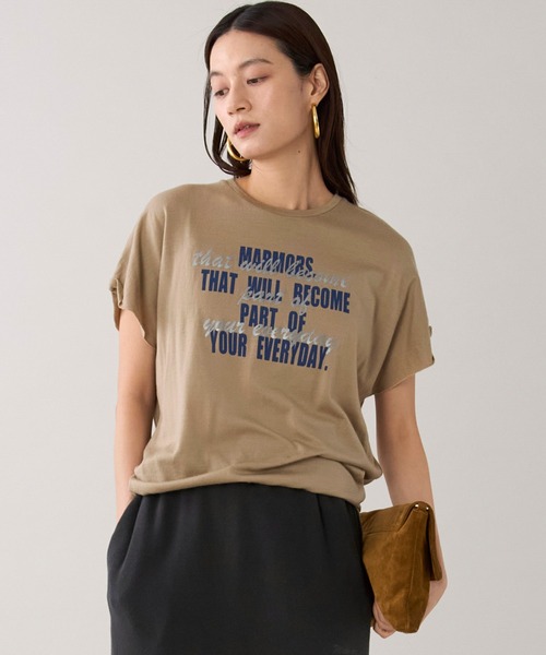 marmors(マルモア)の「【marmors】ウールロゴTシャツ(Tシャツ/カットソー・レディース・ネイビー/ベージュ/チャコールグレー/アイボリー・36)」の3枚目の写真
