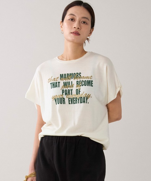 marmors(マルモア)の「【marmors】ウールロゴTシャツ(Tシャツ/カットソー・レディース・ネイビー/ベージュ/チャコールグレー/アイボリー・36)」の8枚目の写真
