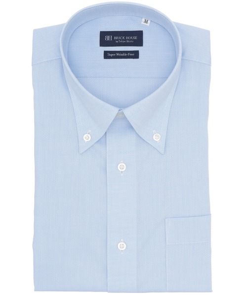 TOKYO SHIRTS(トウキョウシャツ)の「【超形態安定】 形態安定ノンアイロン ボタンダウン 半袖ビジネスワイシャツ(ビジネスシャツ・メンズ・サックスブルー・首回り37cm/首回り39cm/首回り41cm/首回り42cm/首回り43cm)」の1枚目の写真