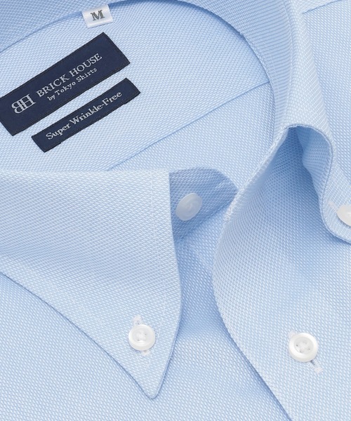 TOKYO SHIRTS(トウキョウシャツ)の「【超形態安定】 形態安定ノンアイロン ボタンダウン 半袖ビジネスワイシャツ(ビジネスシャツ・メンズ・サックスブルー・首回り37cm/首回り39cm/首回り41cm/首回り42cm/首回り43cm)」の2枚目の写真