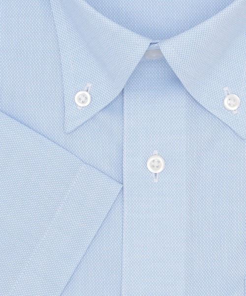 TOKYO SHIRTS(トウキョウシャツ)の「【超形態安定】 形態安定ノンアイロン ボタンダウン 半袖ビジネスワイシャツ(ビジネスシャツ・メンズ・サックスブルー・首回り37cm/首回り39cm/首回り41cm/首回り42cm/首回り43cm)」の3枚目の写真