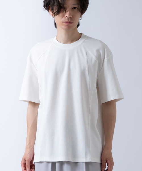 Crownor(クラウノアー)の「切り替え 半袖 Tシャツ(Tシャツ/カットソー・メンズ・ブラック/モカ/ホワイト・LARGE/MEDIUM)」の2枚目の写真