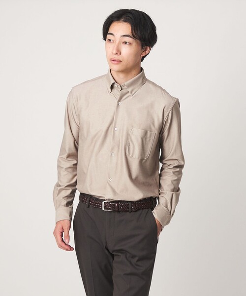 green label relaxing(グリーンレーベルリラクシング)の「エブリット TC ツイル ジャージー スナップ ボタンダウン シャツ -ストレッチ・イージーアイロン・吸水速乾-(ビジネスシャツ・メンズ・ネイビー/グレー系/ベージュ・M/XL/S/L)」の2枚目の写真