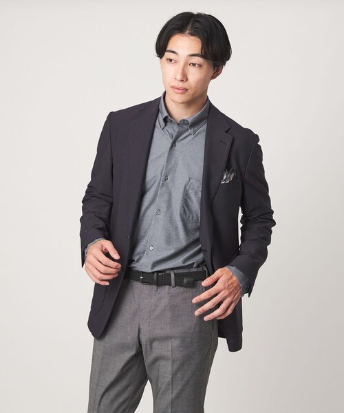green label relaxing(グリーンレーベルリラクシング)の「エブリット TC ツイル ジャージー スナップ ボタンダウン シャツ -ストレッチ・イージーアイロン・吸水速乾-(ビジネスシャツ・メンズ・ネイビー/グレー系/ベージュ・M/XL/S/L)」の5枚目の写真