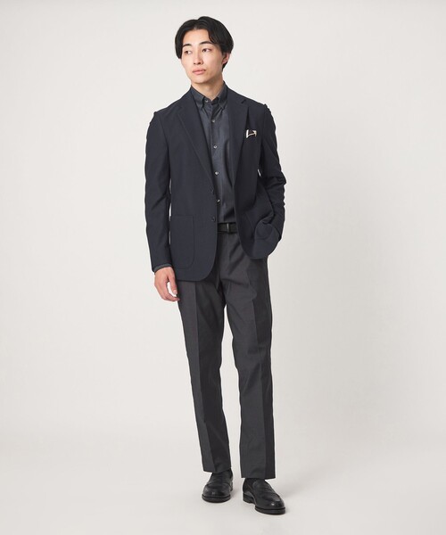 green label relaxing(グリーンレーベルリラクシング)の「エブリット TC ツイル ジャージー スナップ ボタンダウン シャツ -ストレッチ・イージーアイロン・吸水速乾-(ビジネスシャツ・メンズ・ネイビー/グレー系/ベージュ・M/XL/S/L)」の12枚目の写真