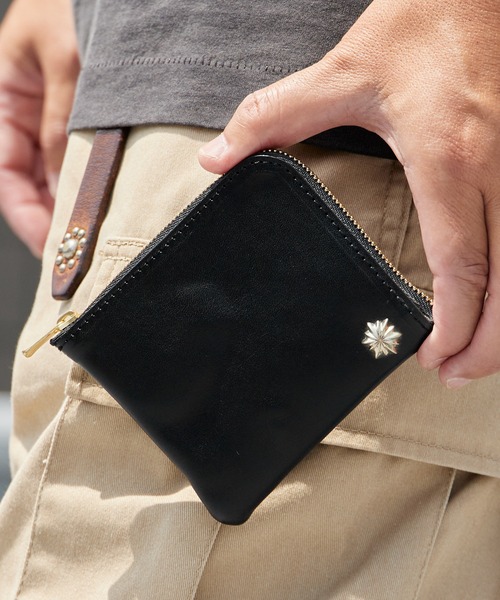 Akashic Tree（アカシックツリー）の「Akashic Tree/アカシックツリー WALLET ウォレット 財布 ワンポイント レザー 本革 牛革 コンパクト L字 ファスナー ジップ メンズ 秋 秋服 2026年秋冬（財布・メンズ・ブラック・FREE）」の5枚目の写真