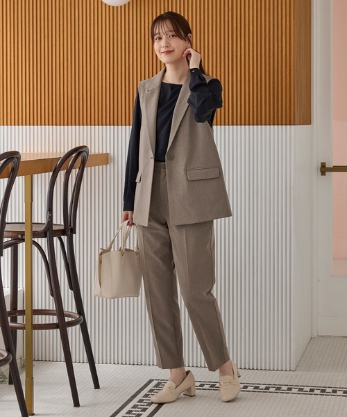 Honeys(ハニーズ)の「【ストレッチ・ウォッシャブル・イージーケア】センタープレスパンツ(股下60cm)(スラックス・レディース・ブラック/ネイビー/ブラウン系その他2/杢グレー・S/M/LL/L/3L)」の9枚目の写真