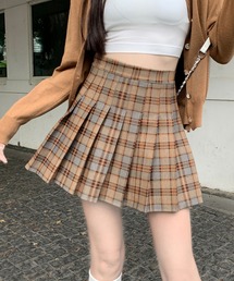 チェック柄プリーツミニスカパン