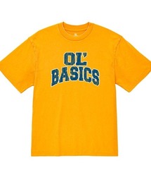 Ol' Basics(オール・ベーシックス) 半袖Tシャツ ヴィンテージライク バイオウォッシュ ロゴ ひび割れ クラックプリント Tシャツ 半袖 トップス カットソー カレッジ アメカジ カジュアル レディース ユニセックス