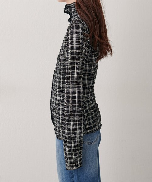 natural couture(ナチュラルクチュール)の「チェック柄シャーリングプルオーバー(Tシャツ/カットソー・レディース・オフホワイト/ブラック・FREE)」の19枚目の写真