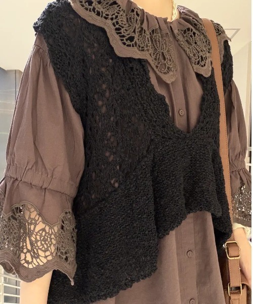 透かし編み裾フリルベスト（ベスト）｜Samansa Mos2（サマンサ
