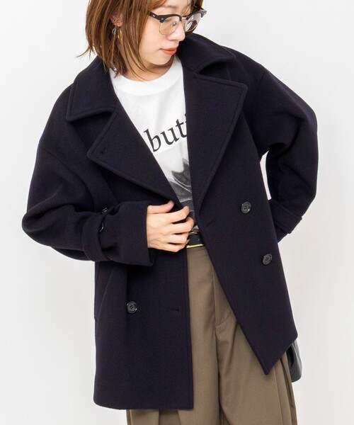 NOLLEY’S(ノーリーズ)の「【一部WEB限カラー】ウールカシミヤダブルブレストコート(ピーコート・レディース・ネイビー/ライトグレー/ブラウン/キャメル・36/38)」の3枚目の写真