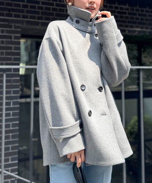 NOLLEY’S(ノーリーズ)の「【一部WEB限カラー】ウールカシミヤダブルブレストコート(ピーコート・レディース・ネイビー/ライトグレー/ブラウン/キャメル・36/38)」の1枚目の写真