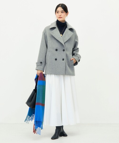 NOLLEY’S(ノーリーズ)の「【一部WEB限カラー】ウールカシミヤダブルブレストコート(ピーコート・レディース・ネイビー/ライトグレー/ブラウン/キャメル・36/38)」の6枚目の写真