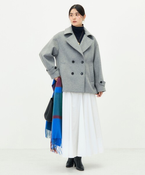 NOLLEY’S(ノーリーズ)の「【一部WEB限カラー】ウールカシミヤダブルブレストコート(ピーコート・レディース・ネイビー/ライトグレー/ブラウン/キャメル・36/38)」の7枚目の写真