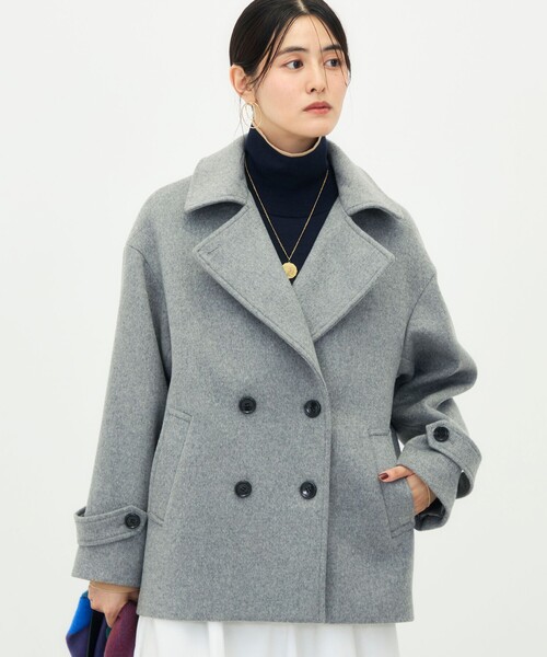 NOLLEY’S(ノーリーズ)の「【一部WEB限カラー】ウールカシミヤダブルブレストコート(ピーコート・レディース・ネイビー/ライトグレー/ブラウン/キャメル・36/38)」の8枚目の写真