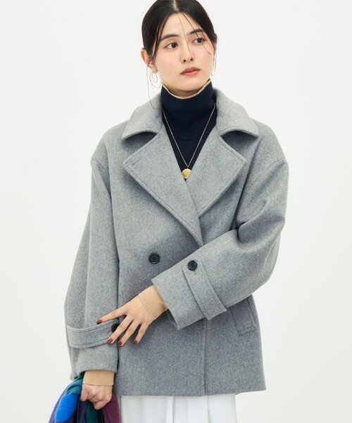 NOLLEY’S(ノーリーズ)の「【一部WEB限カラー】ウールカシミヤダブルブレストコート(ピーコート・レディース・ネイビー/ライトグレー/ブラウン/キャメル・36/38)」の9枚目の写真