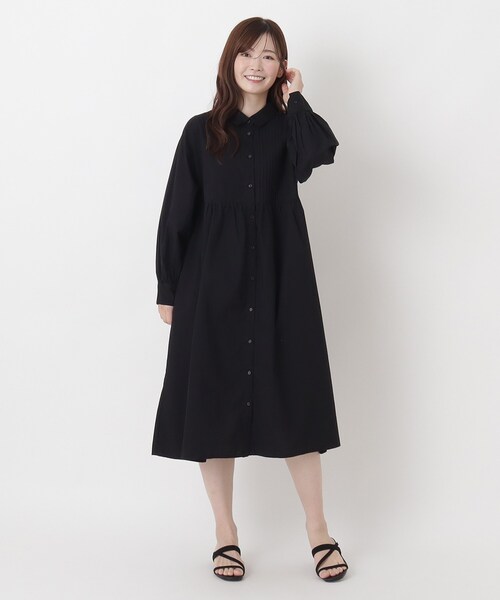 one'sterrace(ワンズテラス)の「ポプリン ピンタック前開きワンピース(ワンピース・レディース・ダークブラウン系8/グリーン系その他6/ブラック系8・02)」の9枚目の写真