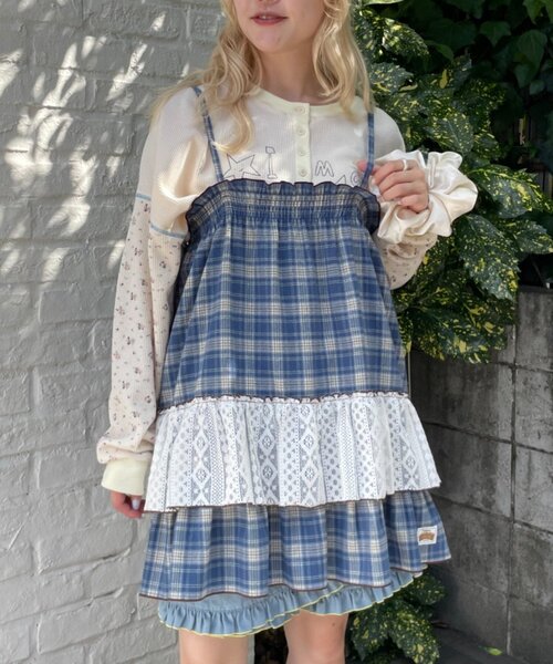 HELLO.SANFRANCISCO(ハローサンフランシスコ)の「【HELLO.SANFRANCISCO】チェックレースチュニックワンピ(チュニック・レディース・ピンク/ブルー/グリーン・ONE SIZE)」の1枚目の写真