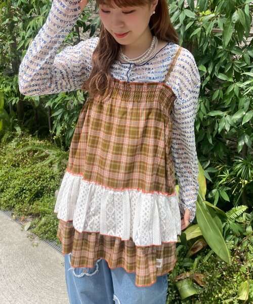 HELLO.SANFRANCISCO(ハローサンフランシスコ)の「【HELLO.SANFRANCISCO】チェックレースチュニックワンピ(チュニック・レディース・ピンク/ブルー/グリーン・ONE SIZE)」の6枚目の写真