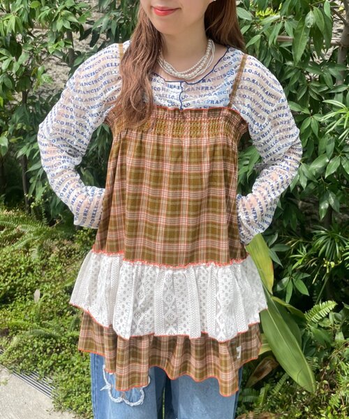 HELLO.SANFRANCISCO(ハローサンフランシスコ)の「【HELLO.SANFRANCISCO】チェックレースチュニックワンピ(チュニック・レディース・ピンク/ブルー/グリーン・ONE SIZE)」の7枚目の写真