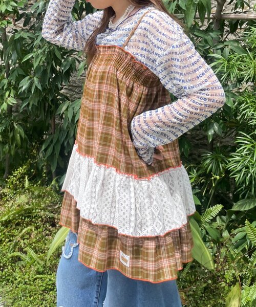 HELLO.SANFRANCISCO(ハローサンフランシスコ)の「【HELLO.SANFRANCISCO】チェックレースチュニックワンピ(チュニック・レディース・ピンク/ブルー/グリーン・ONE SIZE)」の8枚目の写真