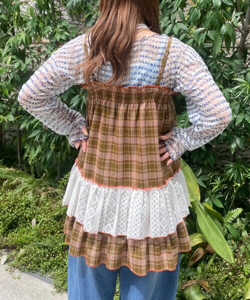 HELLO.SANFRANCISCO(ハローサンフランシスコ)の「【HELLO.SANFRANCISCO】チェックレースチュニックワンピ(チュニック・レディース・ピンク/ブルー/グリーン・ONE SIZE)」の9枚目の写真
