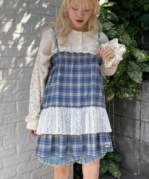 HELLO.SANFRANCISCO(ハローサンフランシスコ)の「【HELLO.SANFRANCISCO】チェックレースチュニックワンピ(チュニック・レディース・ピンク/ブルー/グリーン・ONE SIZE)」の20枚目の写真