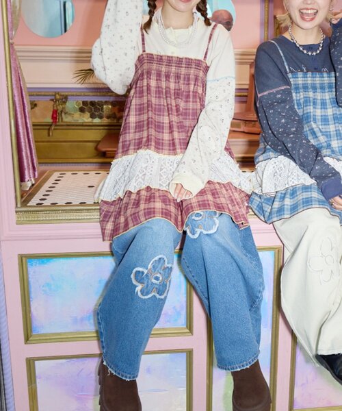HELLO.SANFRANCISCO(ハローサンフランシスコ)の「【HELLO.SANFRANCISCO】チェックレースチュニックワンピ(チュニック・レディース・ピンク/ブルー/グリーン・ONE SIZE)」の4枚目の写真