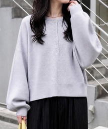 【anyway.シリーズ】【なめらかタッチ】ヘンリーネック スウェットライクニット プルオーバー