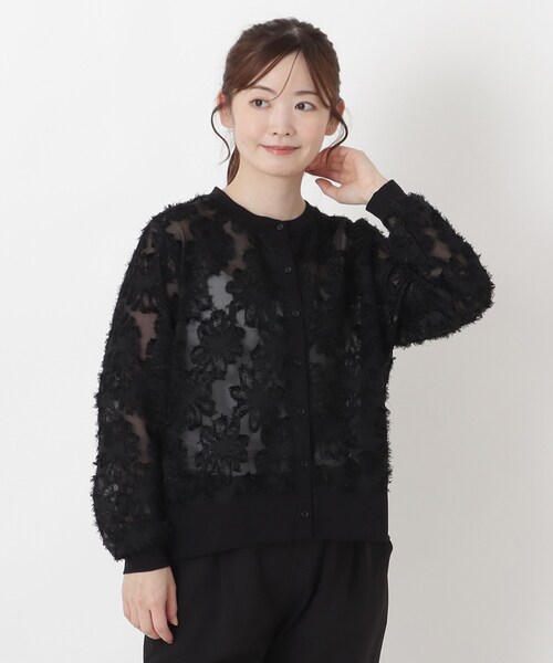 one'sterrace(ワンズテラス)の「シアーシャギーカーディガン(シャツ/ブラウス・レディース・ブラック系8・02)」の1枚目の写真