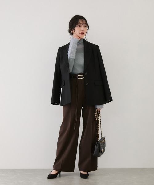VIS(ビス)の「フェザー切替スリーブシアーニットプルオーバー(ニット/セーター・レディース・サックスブルー/オフホワイト/ブラック・FREE)」の16枚目の写真