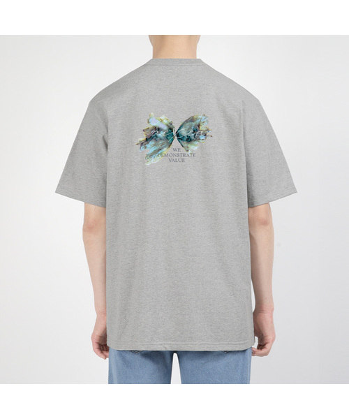 AEXEA(アクシー)の「バタフル 半袖Tシャツ E05BRD_ABX10279(Tシャツ/カットソー・メンズ・ホワイト/ブルー/グレー系その他/ブラック・S/XL/M/L)」の1枚目の写真